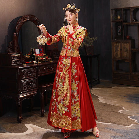 Grande taille 6XL 2022 moderne Cheongsam rouge Qipao longue traditionnelle chinoise robe de mariée Style Oriental robes chine magasin de vêtements ► Photo 1/6