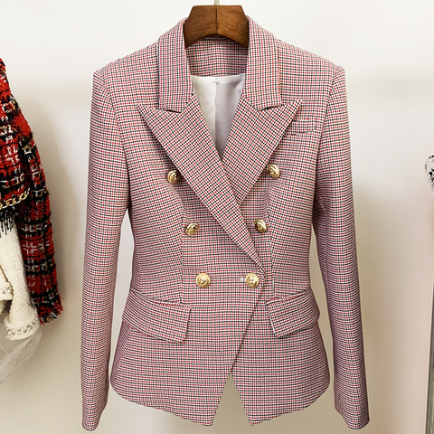 HIGH STREET – Blazer pied-de-poule classique pour femme, veste de créateur, boutons métalliques, Double boutonnage, coupe Slim, nouvelle collection 2022 ► Photo 1/6