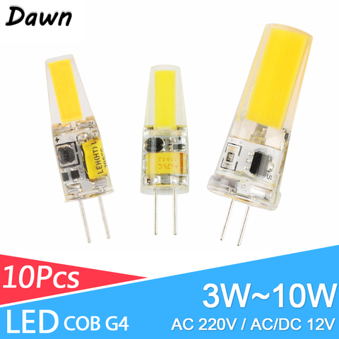 GreenEye – ampoule LED G4 AC/DC 12V 220V 3W 6W 10W COB SMD, lampe variable, remplacement de lustre à projecteur halogène, 10 pièces/lot ► Photo 1/6