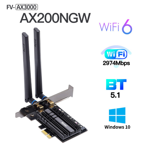 Fenvi – carte réseau sans fil, Intel AX210 AX200, 3000 mb/s, double bande, Bluetooth 5.1, wi-fi 6, pci-express, adaptateur pour ordinateur de bureau, 2.4G/5Ghz ► Photo 1/6