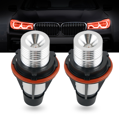 2 Pièces 10W 6000K LED Anneau Lumière Sans Erreur Ampoule Angle Yeux Halo Xénon Marqueur Pour BMW E39 E87 E83 E53 E60 E61 E63 E64 E65 E66 X5 X3 ► Photo 1/6