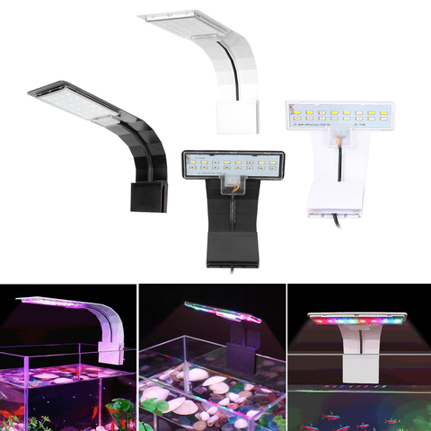 Lumière LED d'aquarium plein Spectrums pêche réservoir lampe pince sur prise ue blanc noir A B ► Photo 1/6