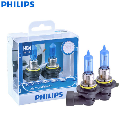 Philips – ampoule halogène Diamond Vision 9006 HB4 12V 60W P22d 9006DVS2 5000K, blanc froid, phare pour voiture, feu antibrouillard, double Pack ► Photo 1/6