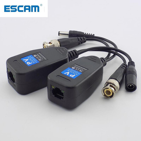 ESCAM – connecteurs émetteur-récepteur pour caméra de vidéosurveillance, 1 paire (2 pièces), coaxial BNC, puissance vidéo Balun, RJ45 BNC mâle ► Photo 1/6