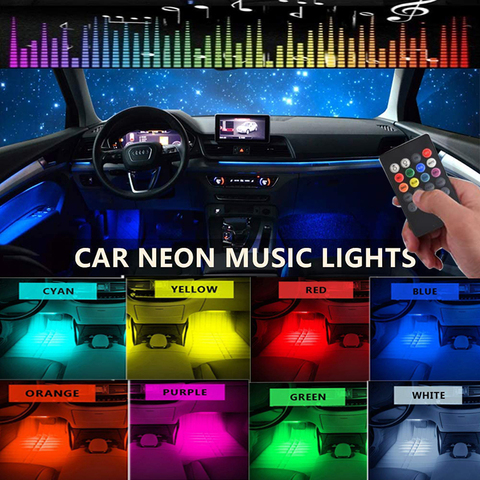 Led voiture pied bande de lumières LED ambiant bande de LED lumière intérieure multicolore musique atmosphère son actif App LED bande éclairage de LED ► Photo 1/6