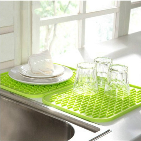 Tapis d'évier de cuisine vaisselle tasse tapis sec support cache-Pot en Silicone résistant à la chaleur ouvre-boîte tapis antidérapant napperon de Table caboteur ► Photo 1/6