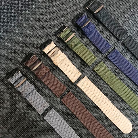 Bracelets de montre en nylon tissé perlon, 20mm 22mm, couleur unie, noir marine, boucle ► Photo 1/6