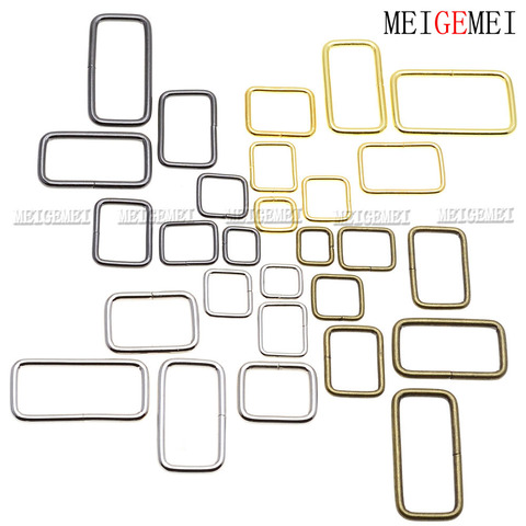 20 pcs/lot fil métallique formé réglable Rectangle D anneau ceinture boucle ruban boucle pour sacs à dos chaussures collier pour animaux de compagnie bricolage accessoires ► Photo 1/6