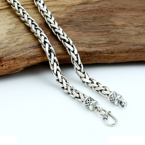 Collier en argent pur 925, chaîne à maillons croisés, tissage torsadé épais de 6mm, bijoux en argent massif S925 ► Photo 1/6