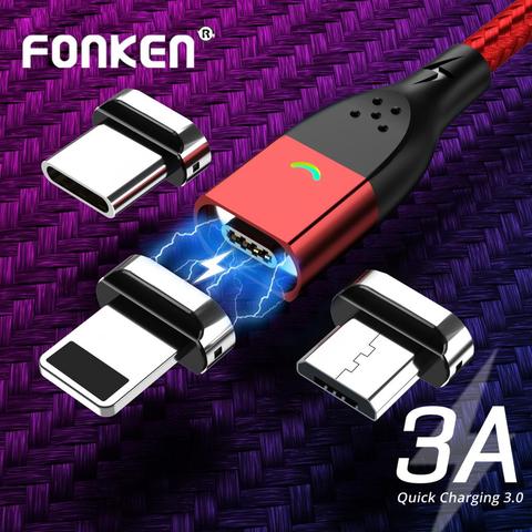 FONKEN Micro câble USB câble magnétique pour Iphone 12 11 USB Type C cordon de données aimant chargeur câble magnéti câble de Charge ► Photo 1/6