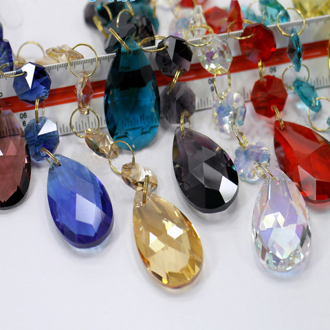 Camal – pendentifs en cristal en forme de goutte, 15 couleurs (105mm), 15 pendentifs en maille de 38mm avec des perles octogonales de 14MM avec des anneaux dorés, Suncatcher ► Photo 1/5