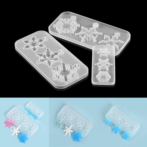 Moule à breloques en résine UV, en Silicone liquide pour bijoux de noël, flocon de neige, DIY, pendentif, fabrication de bijoux ► Photo 1/6