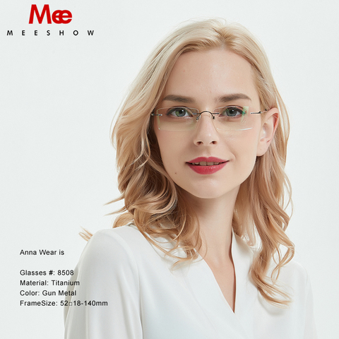 Monture de lunettes titane femmes hommes sans monture lunettes ultralégères carrées monture optique Europe corée prescription lunettes bleues 8508 ► Photo 1/6