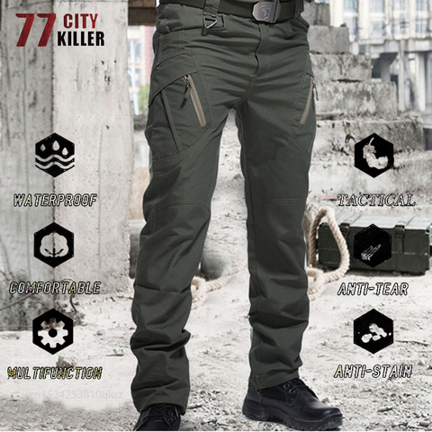 Pantalon de ville tactique pour hommes, grande taille, militaire, imperméable, de Combat, SWAT de l'armée, multi-poches, jogging résistant à l'usure, S-5XL ► Photo 1/6