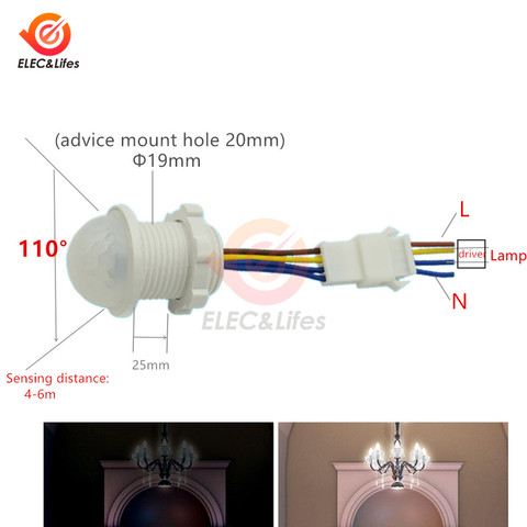 Interrupteur infrarouge de capteur de mouvement de PIR de 110V 220V LED automatique de retard de temps d'induction éclairage à la maison commutateur de PIR nuit sensible à LED ► Photo 1/4