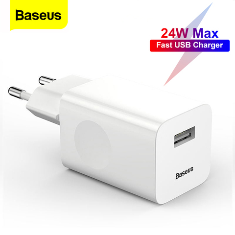 Baseus – chargeur rapide 24W USB 3.0 pour téléphone portable, Charge rapide QC 3.0, prise EU US, pour Samsung Xiaomi Huawei ► Photo 1/6