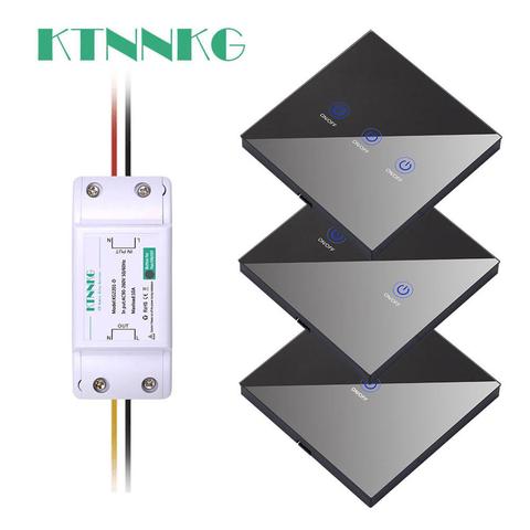 KTNNKG – interrupteur mural intelligent sans fil, 1/2/3 boutons, 433Mhz, avec télécommande RF, récepteur 110/220V, pour luminaire de plafond ► Photo 1/6