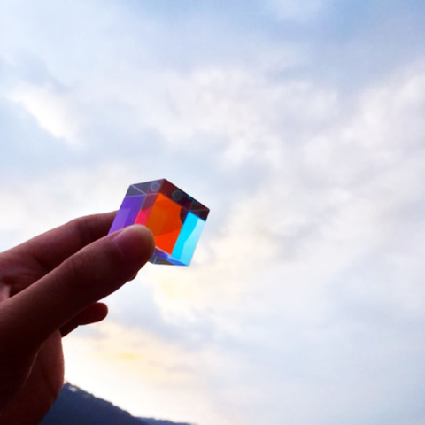 Lumière prisme Photo ornements sept couleurs cristal Cube saint valentin petite amie cadeau rectangle Cube verre optique ► Photo 1/6