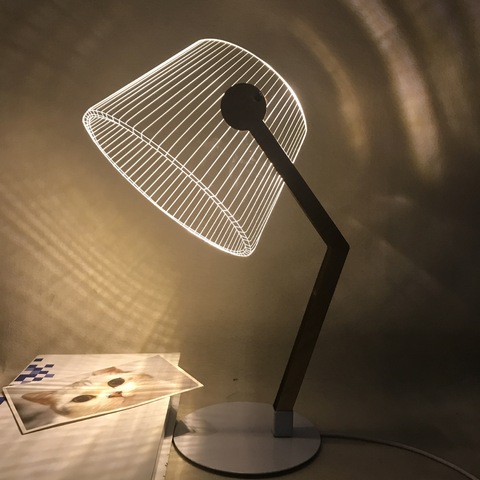 USB Puissance 3D Effet Stéréo Vision LED Lampe de Bureau Support Bois Acrylique Abat-Jour LUMIÈRE LED Bureau Lampe de Lecture de Chambre ► Photo 1/6