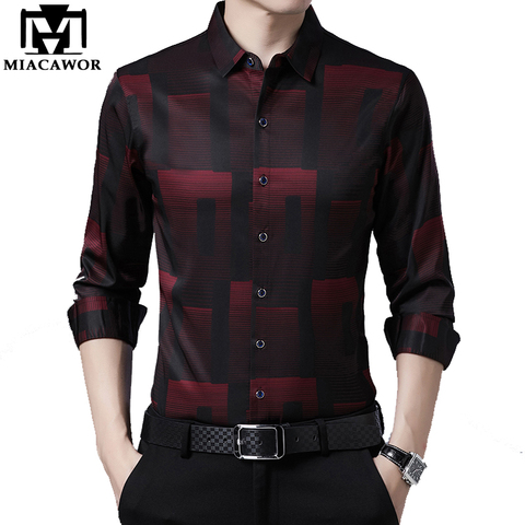 Nouveau Original hommes chemises en soie coton printemps automne à manches longues chemise hommes décontracté chemises à carreaux coupe cintrée Camisa Masculina C688 ► Photo 1/6