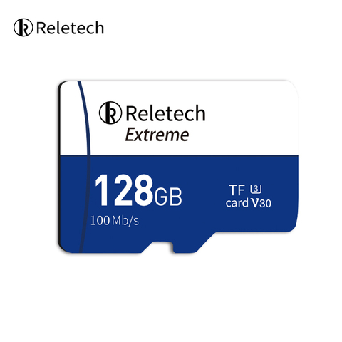 Reletech – carte mémoire Flash TF, classe 10, 128 go Max, 100 mo/s, Micro SD, compatible 4K HD, pour téléphone, appareil photo et Drone ► Photo 1/6