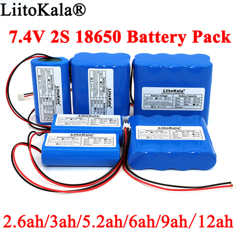 7.4V 18650 batterie au Lithium 2S 2.6ah 3ah 6ah 9ah pêche lumière LED Bluetooth haut-parleur 8.4V d'urgence bricolage batteries avec carte PCB ► Photo 1/6