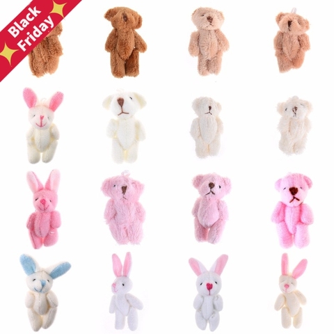 3.5/4/4.5/6/8cm doux en peluche lapin ours Mini Joint lapin ours pendentif pour porte-clés Bouquet jouet poupée bricolage ornements cadeaux ► Photo 1/6