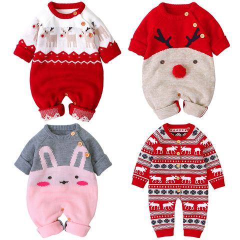 Barboteuse de noël pour bébé fille et garçon de 0 à 18 mois, vêtements pour nouveau-né, combinaison pour l'automne et l'hiver ► Photo 1/6