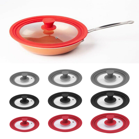 Couvercle universel en verre de Silicone résistant à la chaleur avec trou de vapeur pour marmite poêle casserole ronde ► Photo 1/6