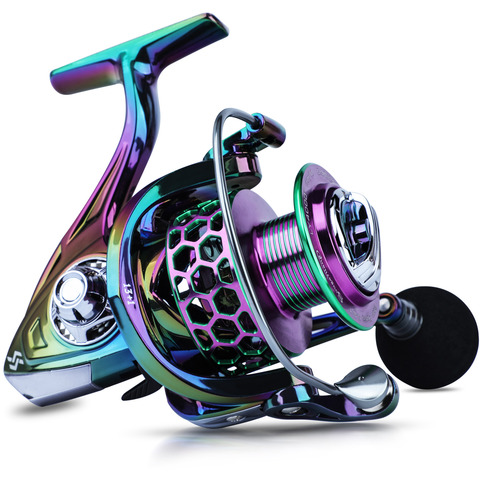 SOUGAYILANG – Moulinet de pêche spinning coloré de qualité supérieure,bobine en aluminium, frein max 8 kg, haute vitesse, ratio d'engrenage 5.2:1, 13 + 1BB, ► Photo 1/6