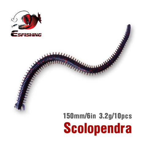 KESFISHING pêche ver Souple 15cm 3.2g 10 pièces Scolopendra plastiques appât Leurre Souple matériel de pêche carpe Silicone appât ► Photo 1/5