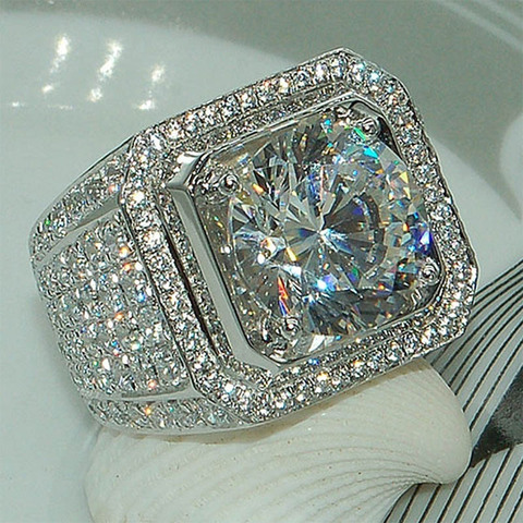 Milangirl Zircon blanc anneaux en cristal complet pour femmes hommes Hip Hop bague de fiançailles bijoux taille 5-12 ► Photo 1/3