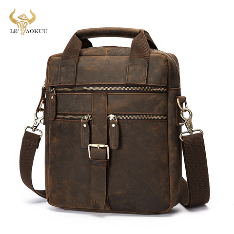 Porte-documents Vertical en cuir Crazy Horse pour hommes, Design rétro Business, sac de voyage pour ordinateur portable 12 pouces, fourre-tout avec Attache, sacoche, portefeuille, 1062 ► Photo 1/6