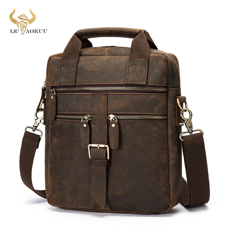 Porte-documents Vertical en cuir Crazy Horse pour hommes, Design rétro Business, sac de voyage pour ordinateur portable 12 pouces, fourre-tout avec Attache, sacoche, portefeuille, 1062 ► Photo 1/6