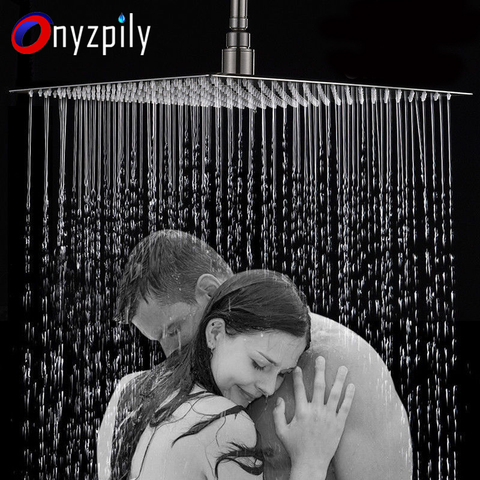 Pommeau de douche Ultra fin rond et carré en acier inoxydable, 6/8/10/12/16/20 pouces, effet pluie, finition chromée ► Photo 1/6