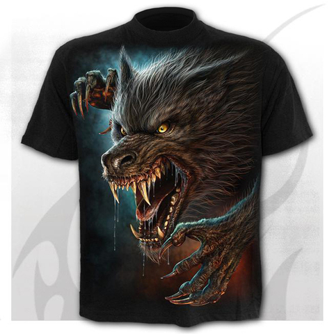 T-shirt à motif de loup-garou pour hommes, streetwear de style Punk 3D, chemises à col rond, à la mode, été, grande taille ► Photo 1/6