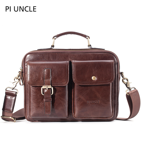 Porte-documents en cuir véritable pour hommes, sac à bandoulière Vintage, sacoche multi-compartiments ► Photo 1/6