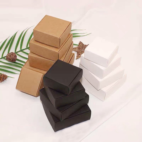 Petites boîtes à savon en papier Kraft | 10 pièces, en Kraft blanc/marron/noir, Mini boîte en Carton Kraft pour emballage de bijoux, offre spéciale ► Photo 1/6