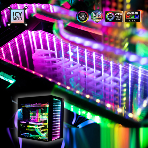 Tranperant-panneau RGB infini RGB, éclairage 3D personnalisé, éclairage 3D, plaque arrière, alimentation PC, tablier, boîtier, eau synchrone AURA, 12V/5V ► Photo 1/6