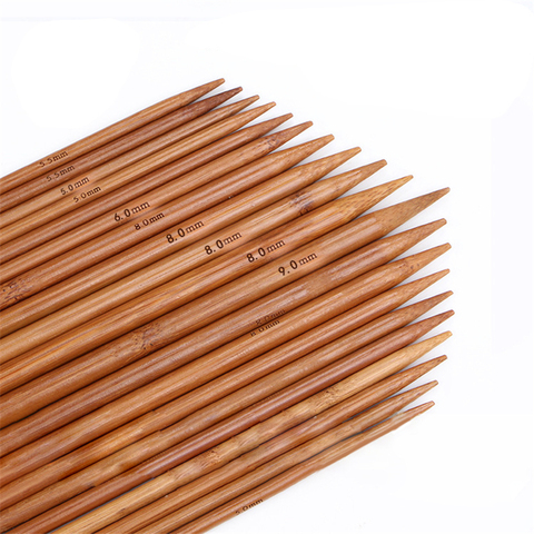 Bambou naturel Double pointu aiguilles à tricoter café 36cm de long bricolage poignée maison tissage fil artisanat outils, 4 ensembles (4 pièces par ensemble) ► Photo 1/3