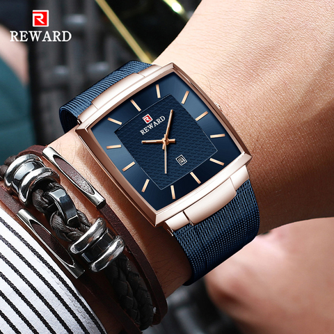 Récompense mode bleu hommes montres 2022 nouveau haut de gamme marque montre hommes affaires étanche en acier inoxydable Quartz montre-bracelet ► Photo 1/6