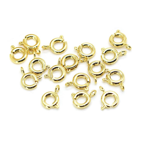 Fermoirs ronds en laiton plaqué or, 20 pièces, diamètre 5MM 6MM 7MM 24K, pour collier, résultats de bijoux, accessoires ► Photo 1/6