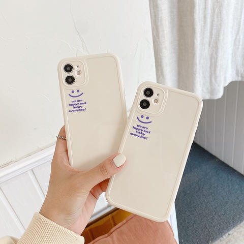 Étui de téléphone souriant chanceux pour iphone 11 étui Pro Max nouveau en corée silicone souple pour iphone XR X XS MAX XR couverture funda capa ► Photo 1/6