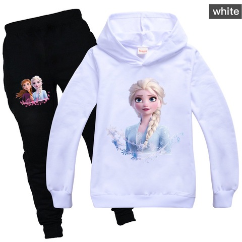 Ensemble de survêtement Disney Elsa pour filles, sweat à capuche et pantalon, vêtements de Sport à la mode pour enfants ► Photo 1/6