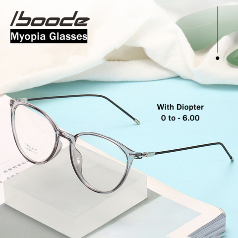 Iboode-lunettes TR90 ultralégères pour myopie, verres Anti-bleu pour myopie optique, avec dioptomie, 0-0.5 à 6.0, pour hommes et femmes ► Photo 1/6