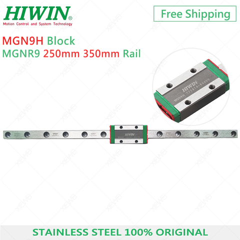 HIWIN-rail linéaire en acier inoxydable, 9mm, 250/350mm, avec bloc coulissant, chariot pour imprimante 3D, livraison gratuite, MGN9H ► Photo 1/5