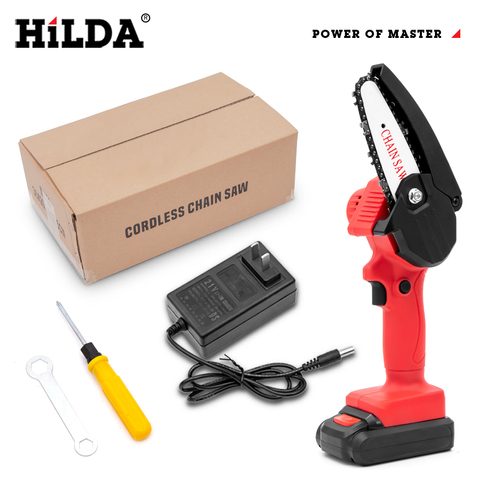 HILDA scie électrique sans fil Mini Portable scie à chaîne à main sans brosse outil rotatif pour couper des outils de travail du bois ► Photo 1/6