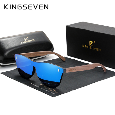 KINGSEVEN-lunettes de soleil carrées en bois de noyer pour hommes, verres Design exclusif, Protection UV400, à la mode, collection 5510 ► Photo 1/5