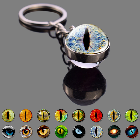 Dragon Eyes boule de verre porte-clés Double face boule de verre Cabochon bijoux mauvais œil balle pendentif porte-clés hommes cadeaux livraison directe ► Photo 1/6