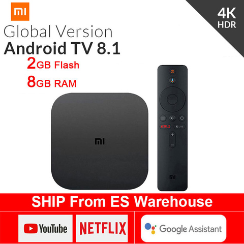 Original Global Xiao mi mi TV Box S 4K HDR Android TV 8.1 Ultra HD 2G 8G WIFI Google Cast Netflix IPTV décodeur 4 lecteur multimédia ► Photo 1/6